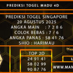 PREDIKSI TOGEL SINGAPORE 20 AGUSTUS 2025 Hari Ini