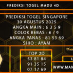  PREDIKSI TOGEL SINGAPORE 30 AGUSTUS 2025