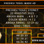 PREDIKSI TOGEL SYDNEY 22 AGUSTUS 2025 Hari Ini