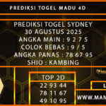  PREDIKSI TOGEL SYDNEY 30 AGUSTUS 2025