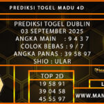  PREDIKSI TOGEL DUBLIN 03 SEPTEMBER 2025