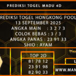 PREDIKSI TOGEL HONGKONG 13 SEPTEMBER 2025