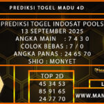  PREDIKSI TOGEL INDOSAT 13 SEPTEMBER 2025
