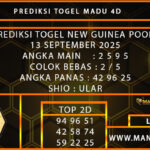 PREDIKSI TOGEL NEW GUINEA 13 SEPTEMBER 2025