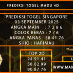  PREDIKSI TOGEL SINGAPORE 03 SEPTEMBER 2025