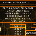  PREDIKSI TOGEL SINGAPORE 27 SEPTEMBER 2025