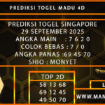  PREDIKSI TOGEL SINGAPORE 29 SEPTEMBER 2025