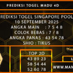  PREDIKSI TOGEL SINGAPORE 10 SEPTEMBER 2025
