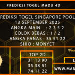  PREDIKSI TOGEL SINGAPORE 13 SEPTEMBER 2025