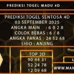  PREDIKSI TOGEL SENTOSA 4D 03 SEPTEMBER 2025
