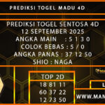  PREDIKSI TOGEL SENTOSA 4D 12 SEPTEMBER 2025