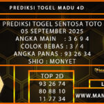  PREDIKSI TOGEL SENTOSA TOTO 05 SEPTEMBER 2025