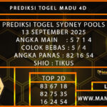 PREDIKSI TOGEL SYDNEY POOLS 13 SEPTEMBER 2025