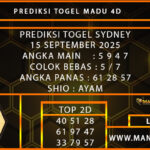  PREDIKSI TOGEL SYDNEY 15 SEPTEMBER 2025