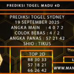  PREDIKSI TOGEL SYDNEY 19 SEPTEMBER 2025