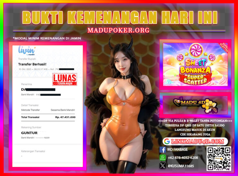  BUKTI JACKPOT MADU4D 15 OKTOBER 2025 