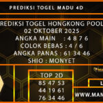 PREDIKSI TOGEL HONGKONG 02 OKTOBER 2025
