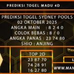  PREDIKSI TOGEL SYDNEY 02 OKTOBER 2025