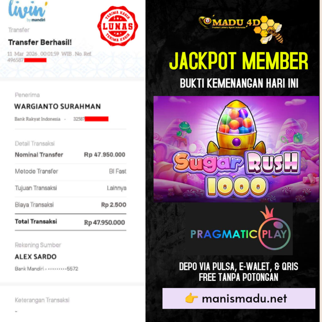 BUKTI JACKPOT MEMBER MADU4D 11 MARET 2026