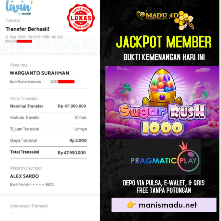 BUKTI JACKPOT MEMBER MADU4D 11 MARET 2026