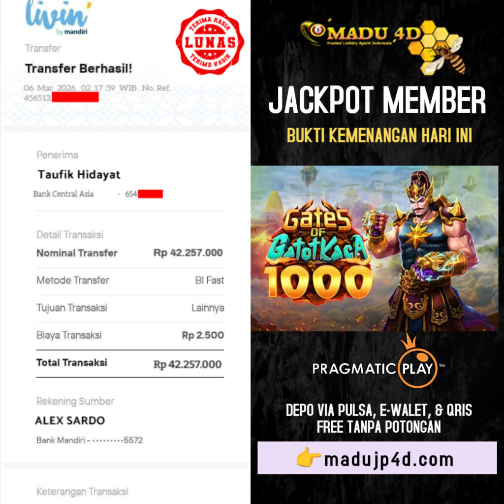BUKTI JACKPOT MEMBER MADU4D 06 MARET 2026