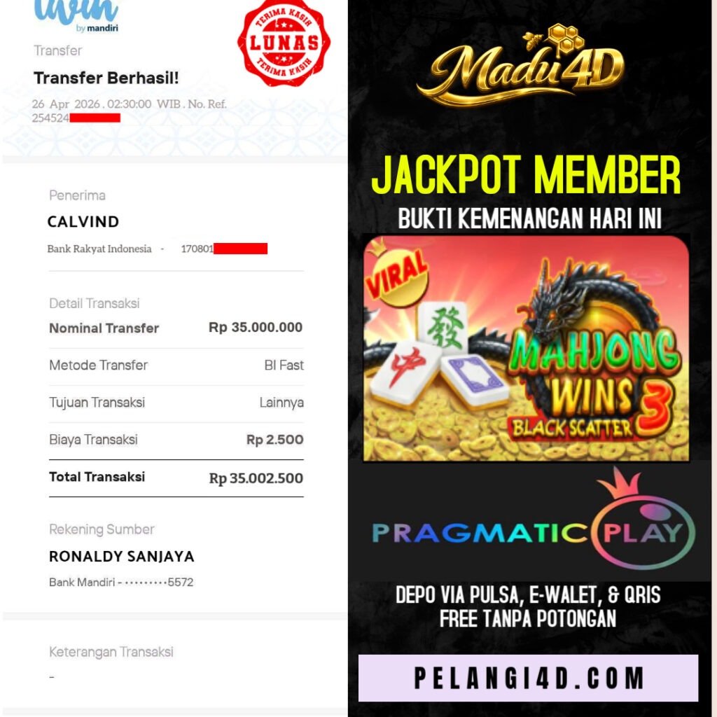 BUKTI JACKPOT MEMBER MADU4D 26 APRIL 2026