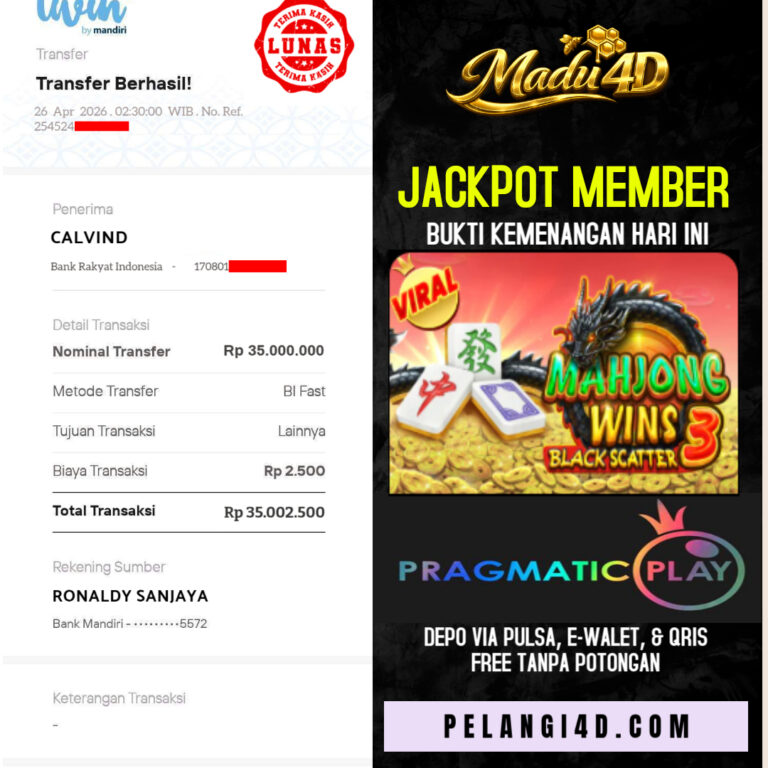 BUKTI JACKPOT MEMBER MADU4D 26 APRIL 2026