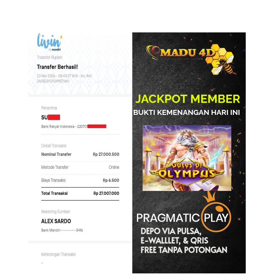 BUKTI JACKPOT MEMBER MADU4D 23 MEI 2026