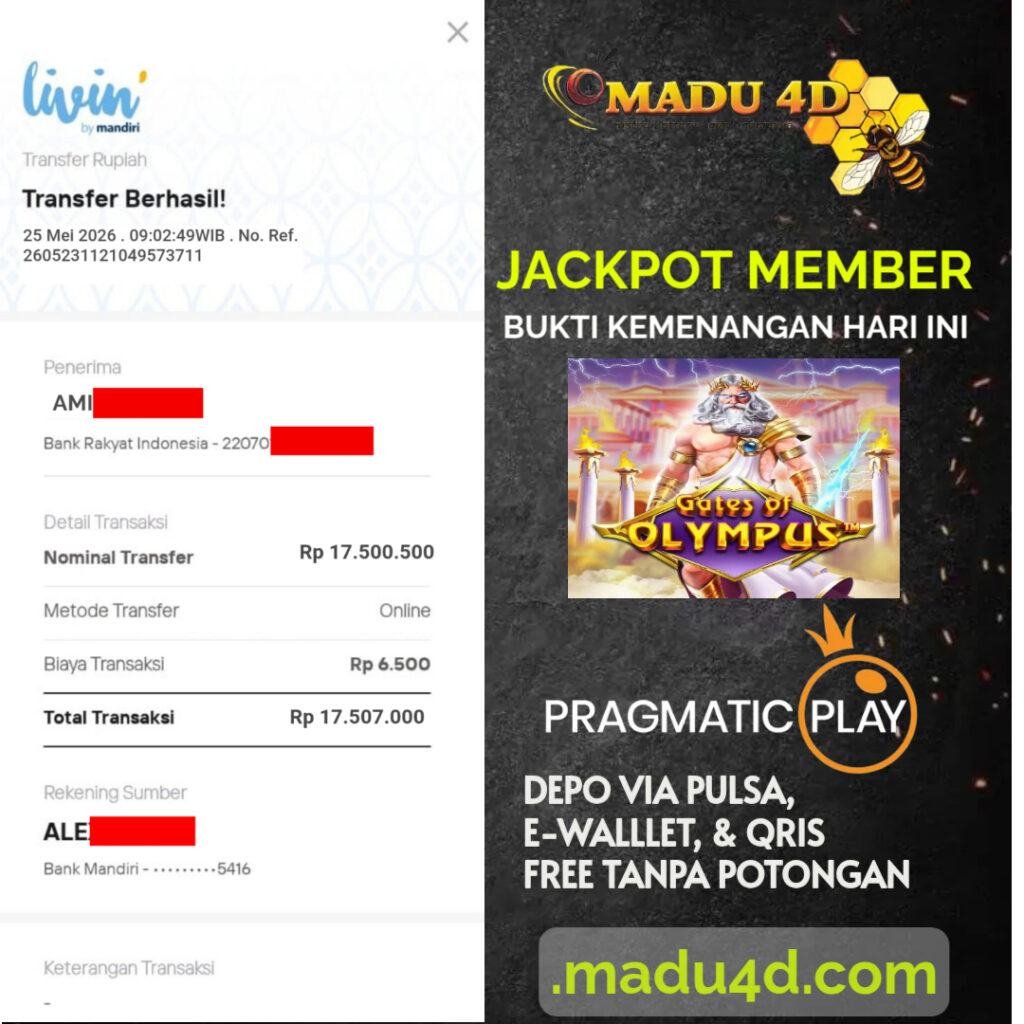 BUKTI JACKPOT MEMBER MADU4D 25 MEI 2026