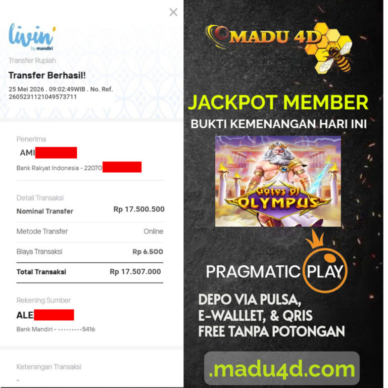 BUKTI JACKPOT MEMBER MADU4D 25 MEI 2026
