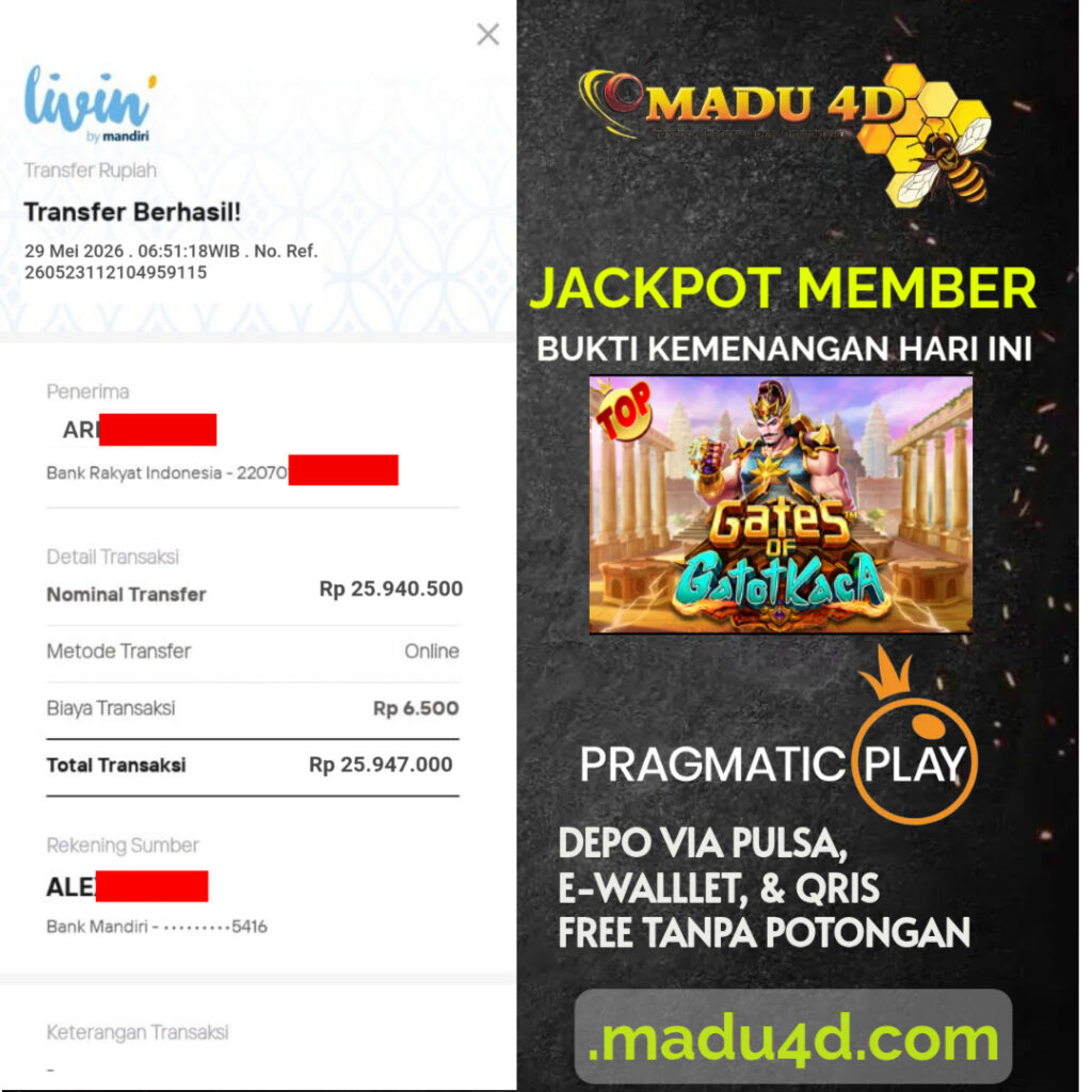BUKTI JACKPOT MEMBER MADU4D 29 MEI 2026