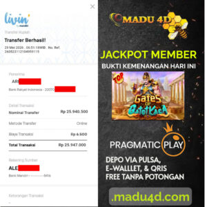 BUKTI JACKPOT MEMBER MADU4D 29 MEI 2026