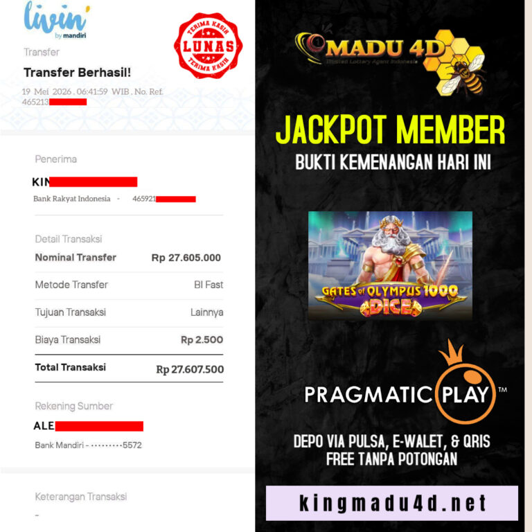 BUKTI JACKPOT MEMBER MADU4D 19 MEI 2026